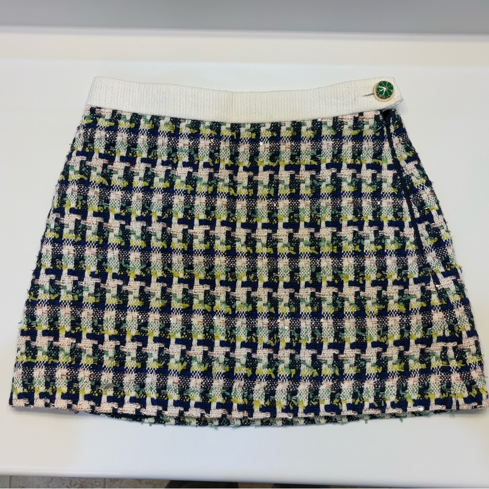 Kate Spade New York Pop Tweed Line Side Zip Mini Skirt Multicolor Women’s Size 4